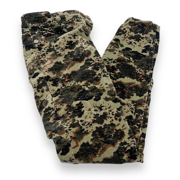 ANTHROPOLOGIE Pilcro High-Rise Button-Fly Skinny Corduroy Camo Print Pants Sz 28 - Picture 1 of 9